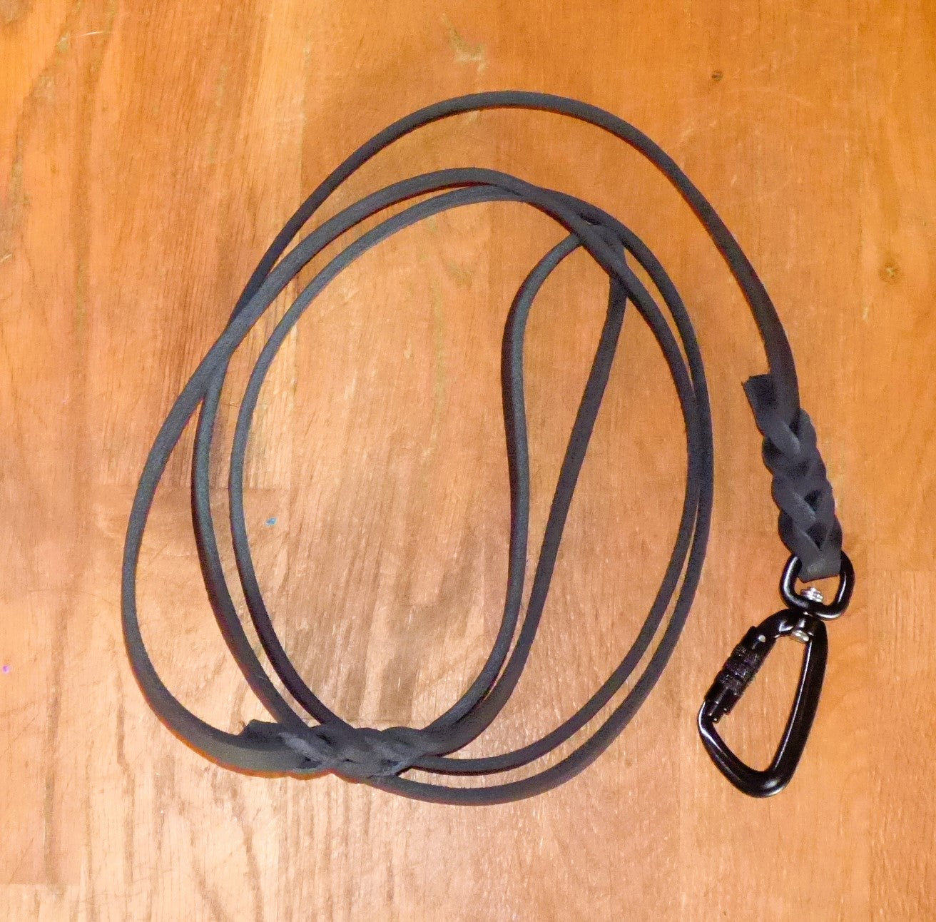 Läderkoppel "soft" i svart färg, 12mm x 200cm med twistlock säkerhetshake